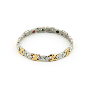 Brilliance - Negative Ion Bracelet, Gold & Stainless Steel with Swarovski Crystals